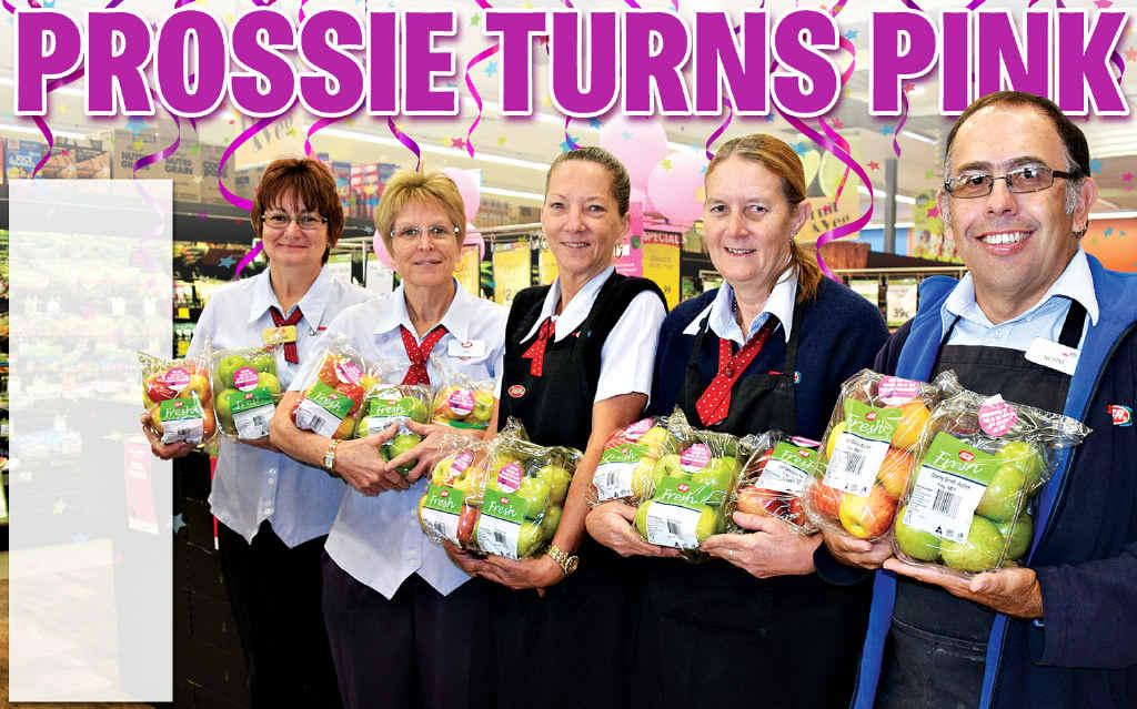 RAISING FUNDS: Faust’s Supa IGA Proserpine employees Cassina Warren, Jan Taylor, Julie Nicholls, Carol Nicholson and Norman Hold are proud to support the McGrath Foundation.